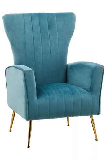 Zamora Velvet Accent Chair With Gold Finish Legs