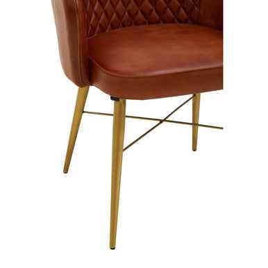 Buffalo Tan Leather Chair With Gold Finish Legs