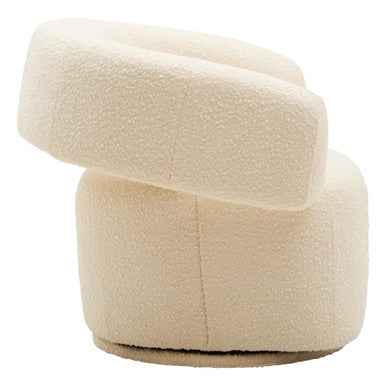 Oliveto Ivory Boucle Fabric Revolving Armchair