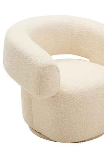 Oliveto Ivory Boucle Fabric Revolving Armchair