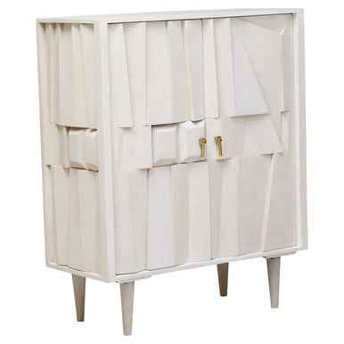 Sita Two Door Mango Wood Abstract Design Cabinet