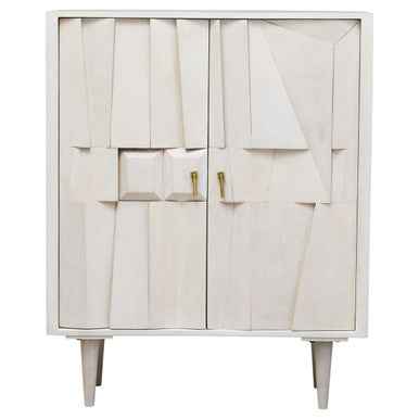 Sita Two Door Mango Wood Abstract Design Cabinet