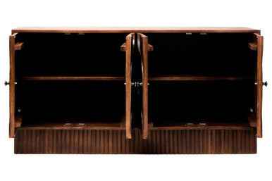 Siva Mango Wood Sideboard Natural Frame With Black Hammered Design Doors