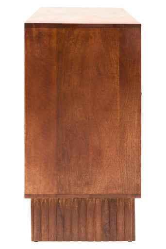 Siva Mango Wood Sideboard Natural Frame With Black Hammered Design Doors