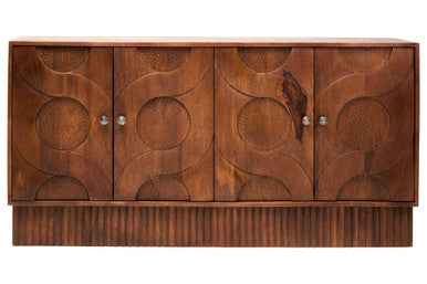 Siva Mango Wood Sideboard Natural Frame With Black Hammered Design Doors