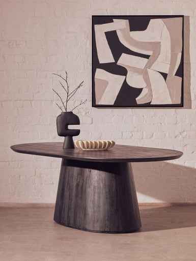 Perdoba Oval Mango Wood Black Finish Dining Table