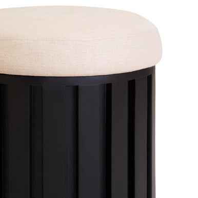 Perdoba Ridge Base Mango Wood Black Finish Texture Fabric Stool