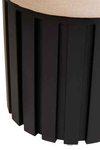 Perdoba Ridge Base Mango Wood Black Finish Texture Fabric Stool