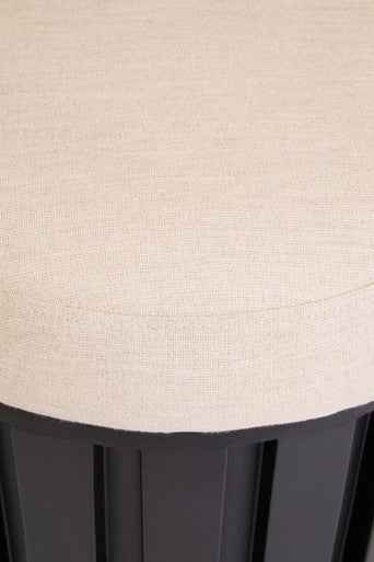 Perdoba Ridge Base Mango Wood Black Finish Texture Fabric Stool