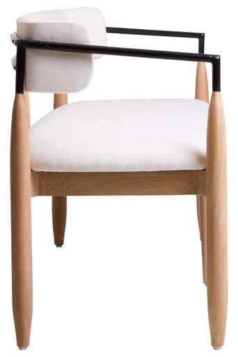 Persolo Texture Fabric Black Iron And Wood Frame Dining Bench