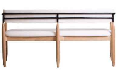 Persolo Texture Fabric Black Iron And Wood Frame Dining Bench