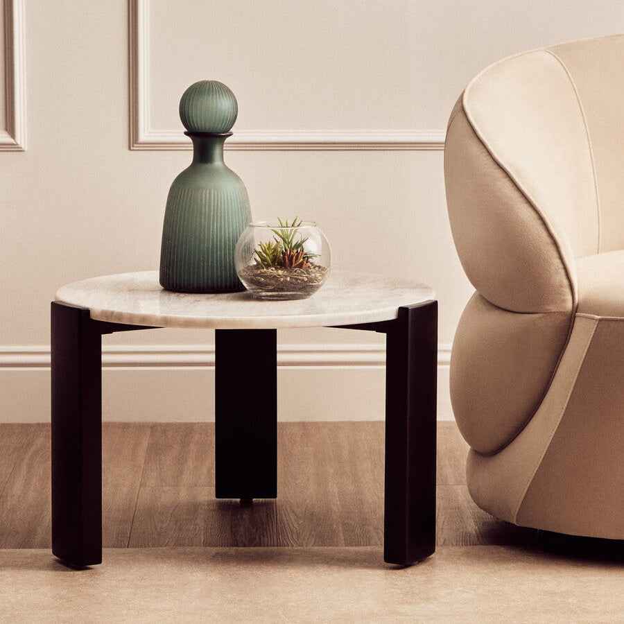 Palermo Round White Marble Top Small Coffee Table