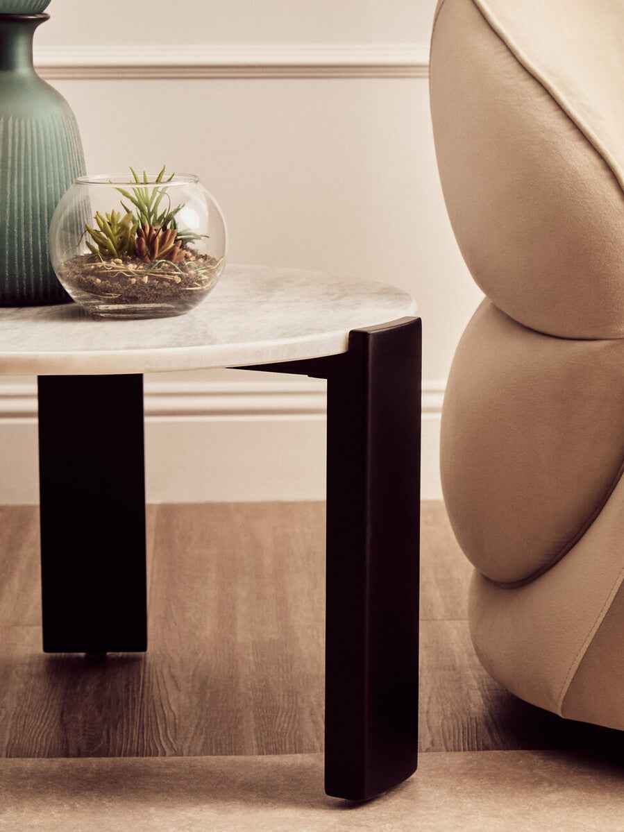 Palermo Round White Marble Top Small Coffee Table