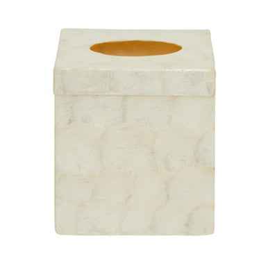 Palu White Shell Square Tissue Box