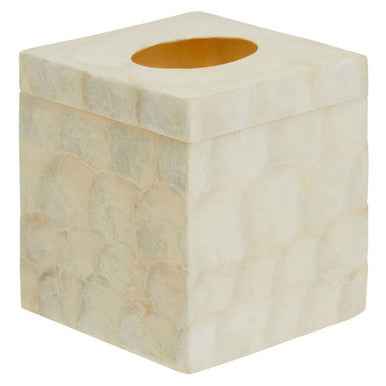 Palu White Shell Square Tissue Box