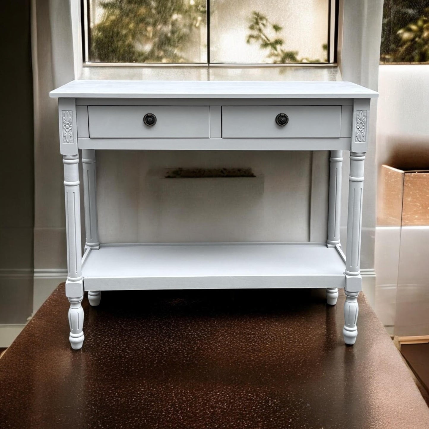 90CM 2 DRAWER SIDE TABLE