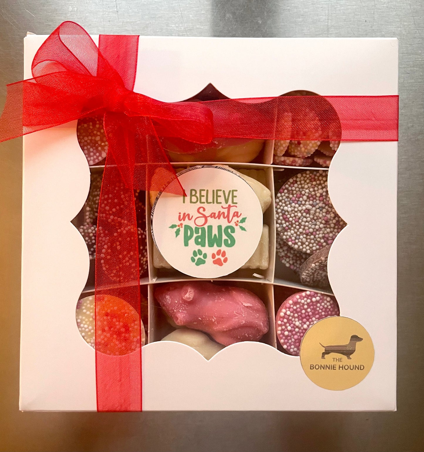 I Believe in Santa Paws Dog Biscuit Treat Box