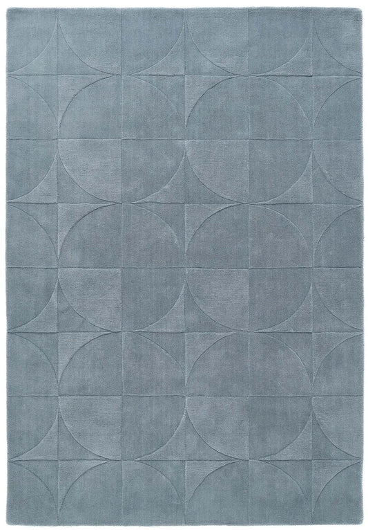 Penny Duck Egg Blue Geometric Wool Rug