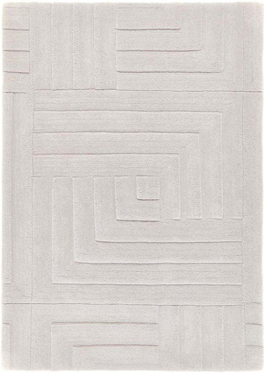 Maze Grey Geometric Wool Rug