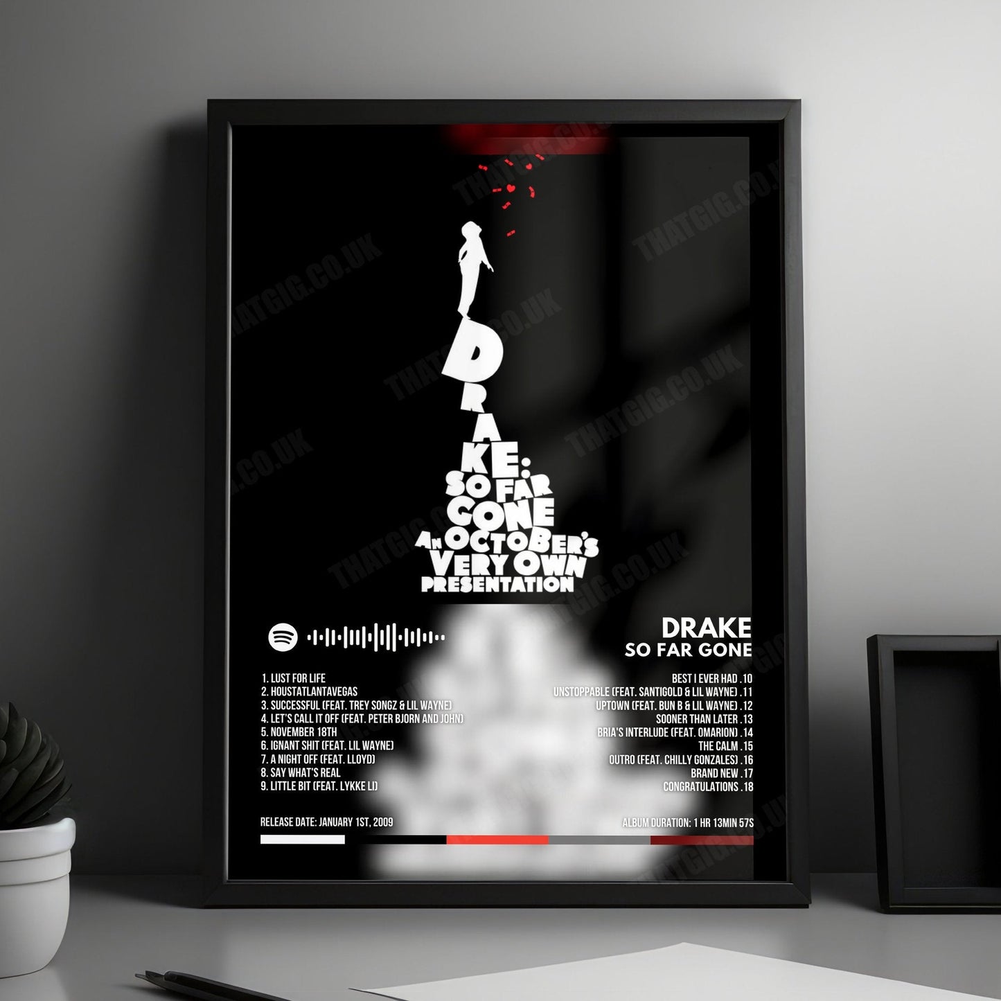 Drake "So Far Gone" Album Cover Poster - with Complete Tracklist