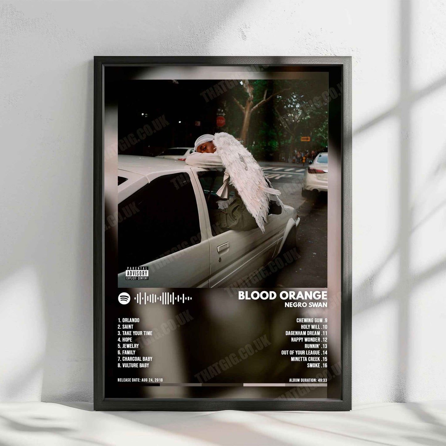 Blood Orange "Negro Swan" Album Cover Poster - with Complete Tracklist