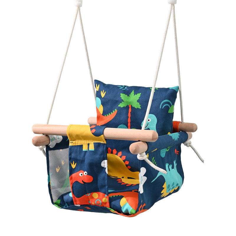 Cotton Linen Kids Hanging Chair - Portable Indoor Outdoor Swing