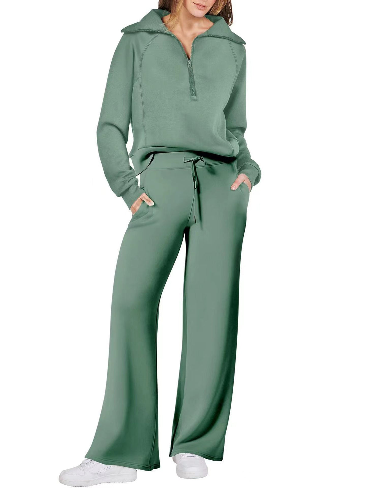 Europe And America Foreign Trade Autumn And Winter Fashion Casual Sport Two-piece Set For Women