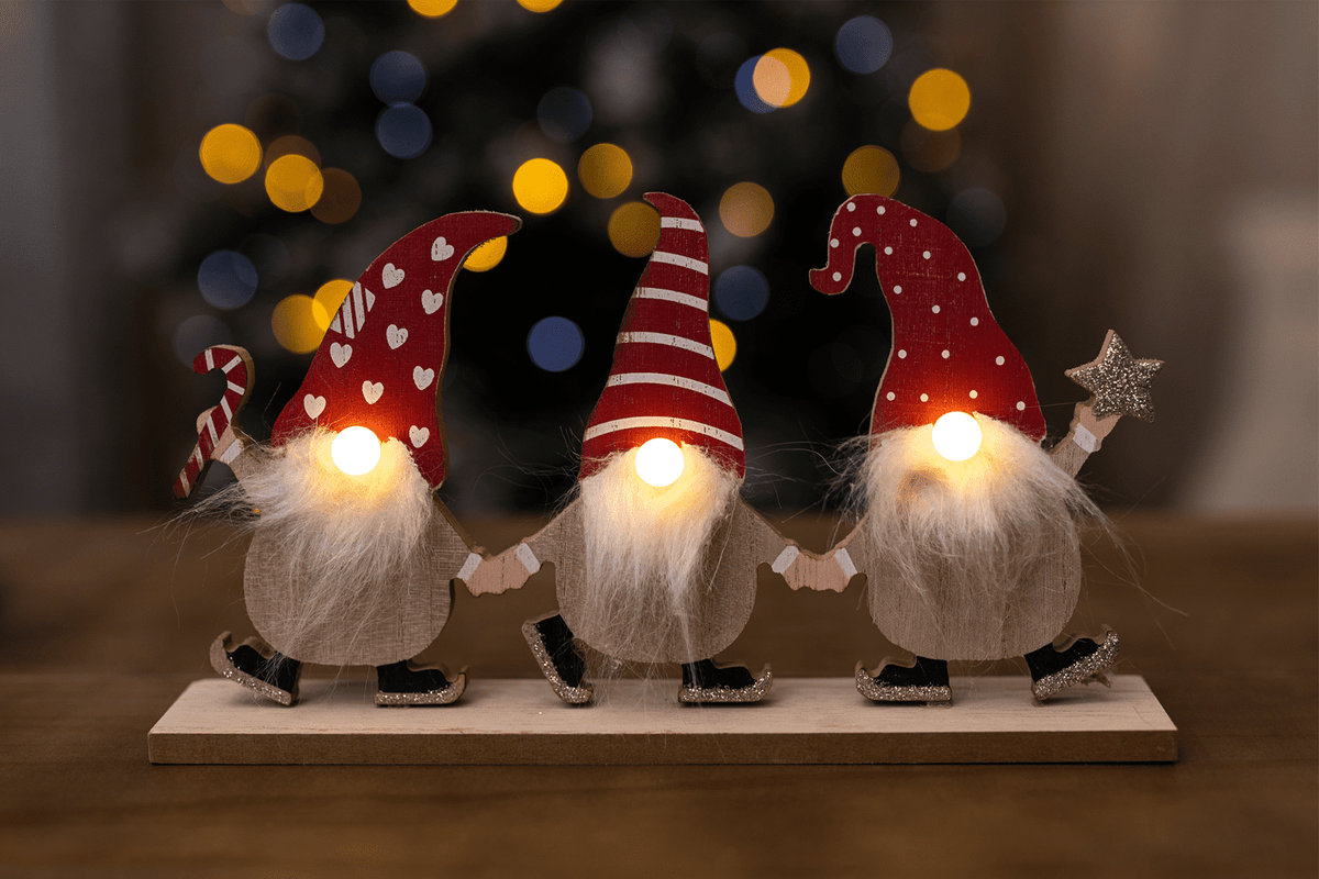 29cm Wooden Gonk Santa LED Sign