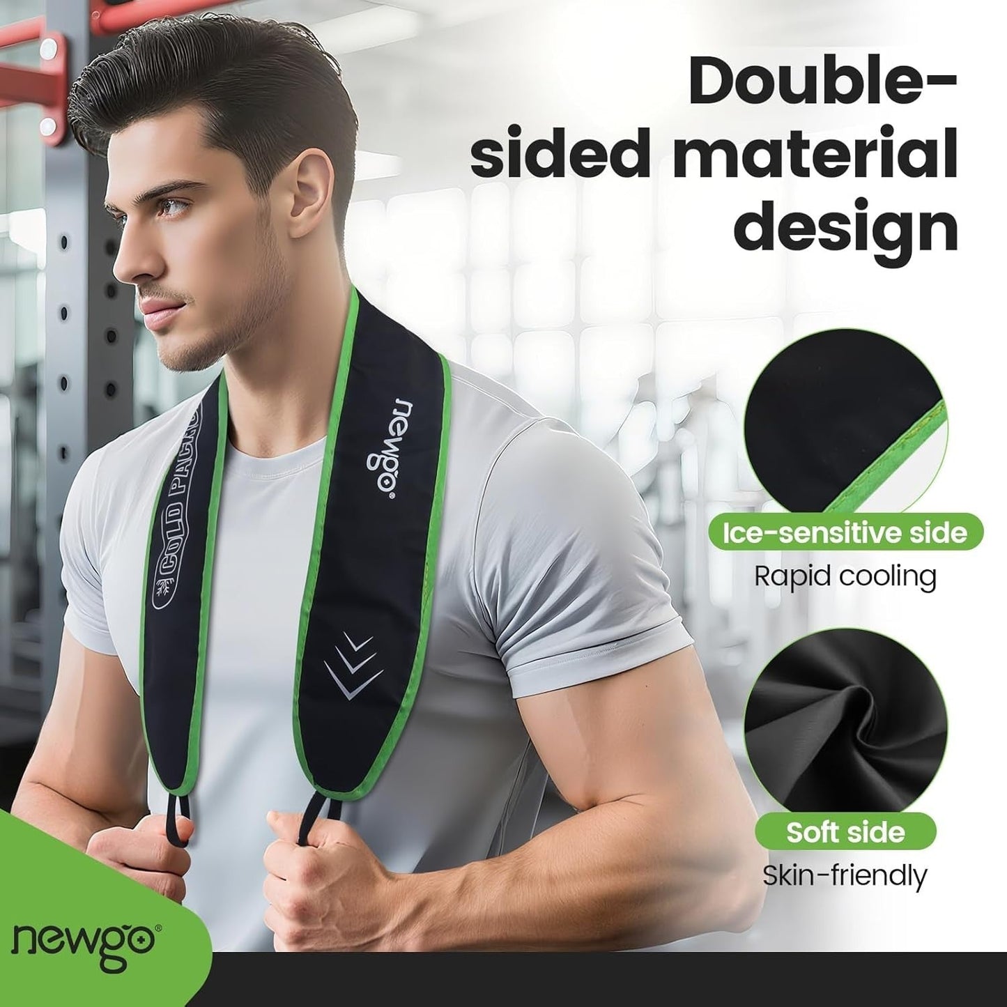 Newgo Reusable Cooling Neck Wrap with Washable Cover for Hot Weather Relief