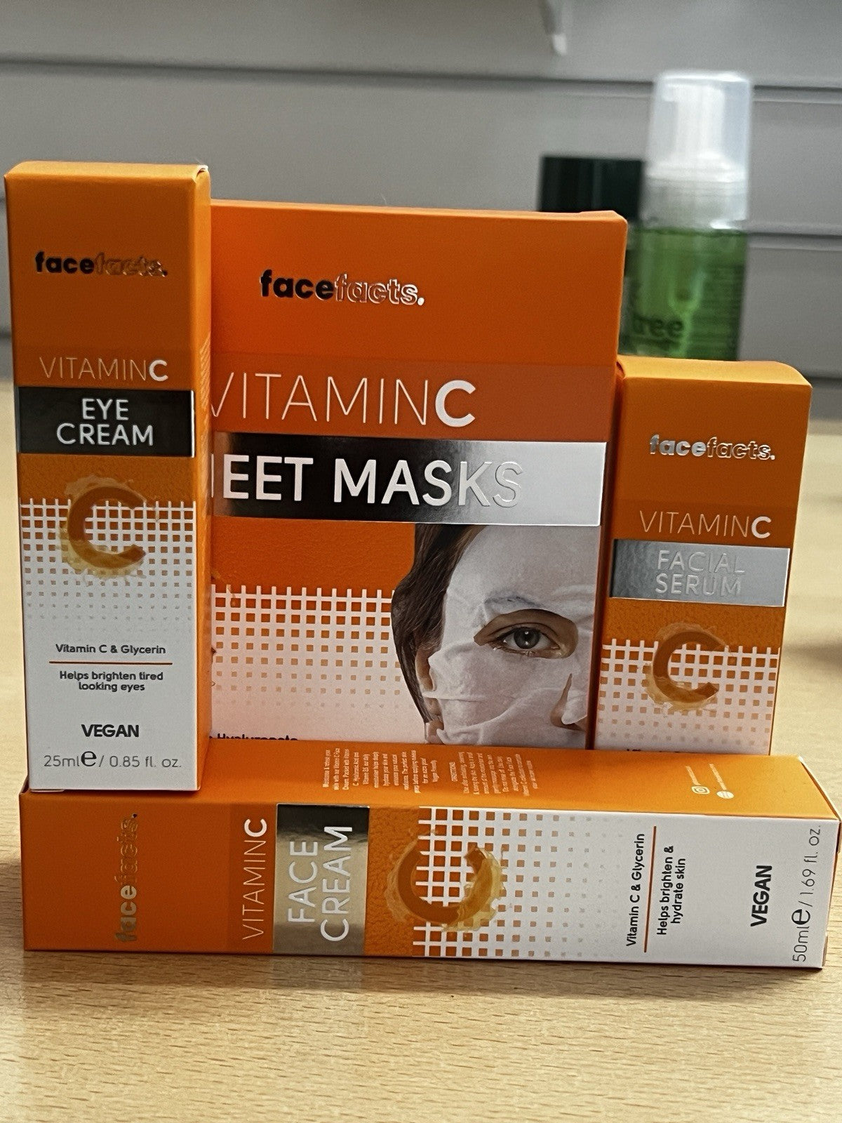 4 Set Of Face Facts Vitamin C ( Face Cream , Serum , Sheet Mask And Eye Cream)