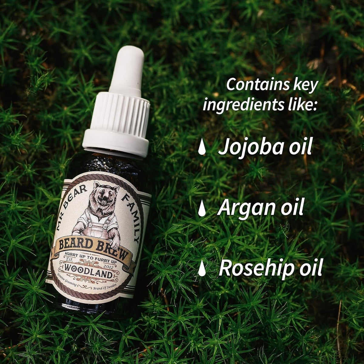 Mr Bear Beard Brew Oil Woodland Hair conditioner Natural Oil 50ml Grooming