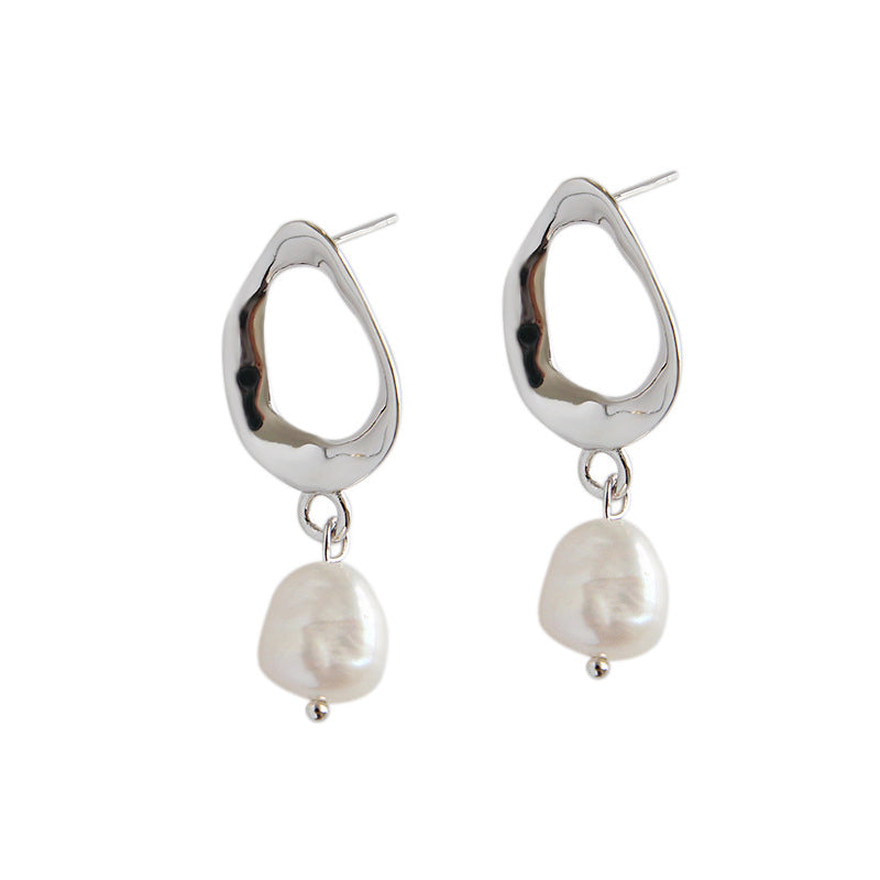 Office Unique Natural Pearl Dangling Earrings - Gold-Plated Silver Pearl Earrings for women - Perfect Pearl Earrings with Gift Wrapping Included