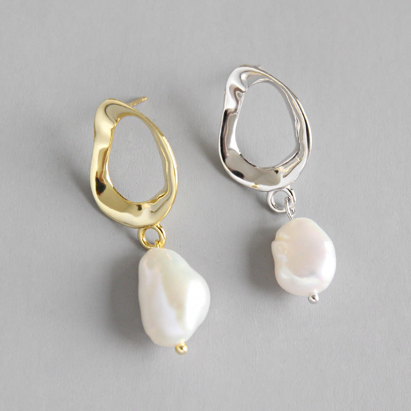 Office Unique Natural Pearl Dangling Earrings - Gold-Plated Silver Pearl Earrings for women - Perfect Pearl Earrings with Gift Wrapping Included