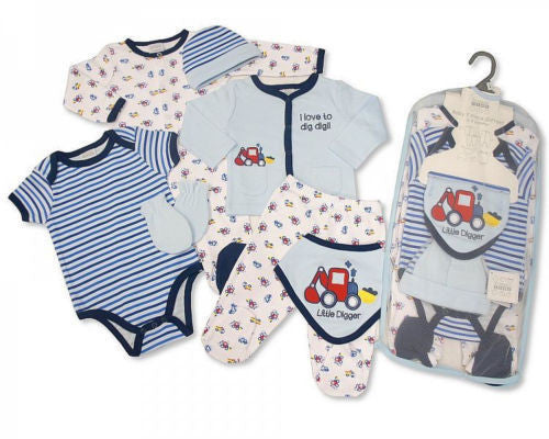 7 Piece Baby Boys Layette Clothing Gift Set Little Digger by Nursery Time newborn