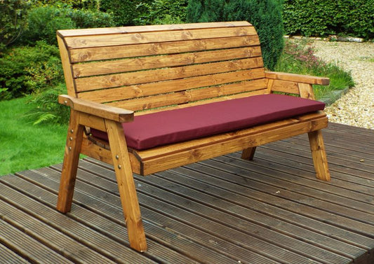 Charles Taylor Trading Three Seater Winchester Bench With Burgundy Cushion Brown