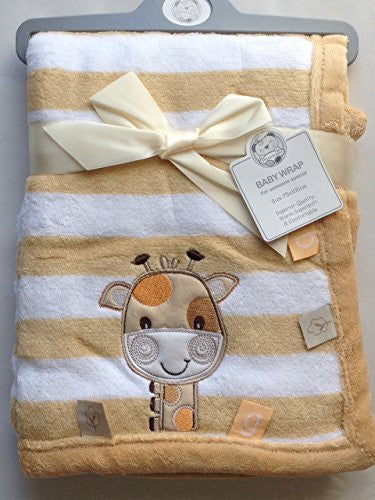 Beautiful Very Soft for Baby/Children's Blanket small beige yellow giraffe applique 75 x 100 cm