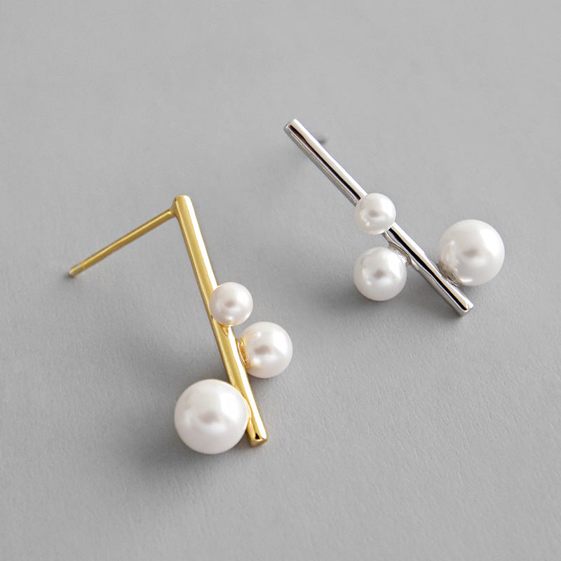 Wedding Shell Pearls Chandelie Stud Earrings - Gold-Plated Silver Pearl Earrings for women - Perfect Pearl Earrings with Gift Wrapping Included