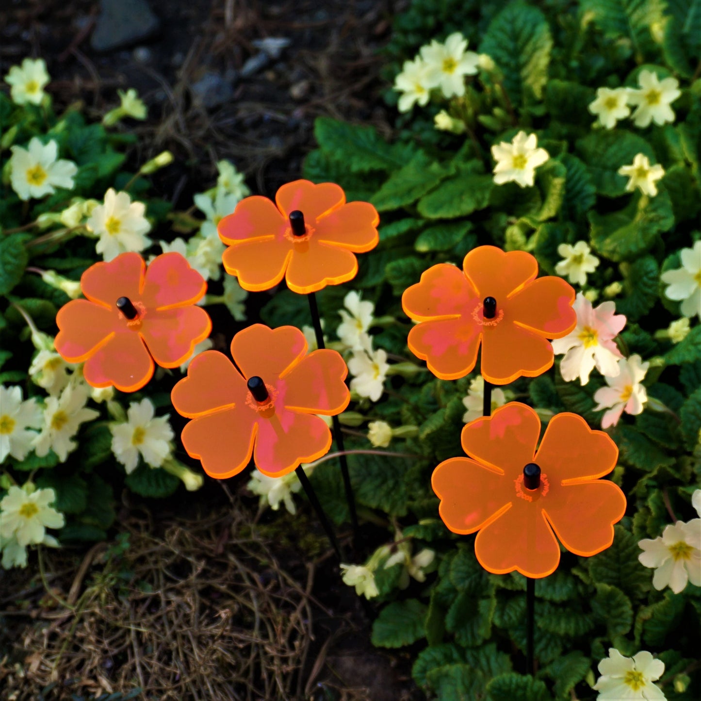 Small Garden Décor Ornaments Set of 5 'Double Blossom'