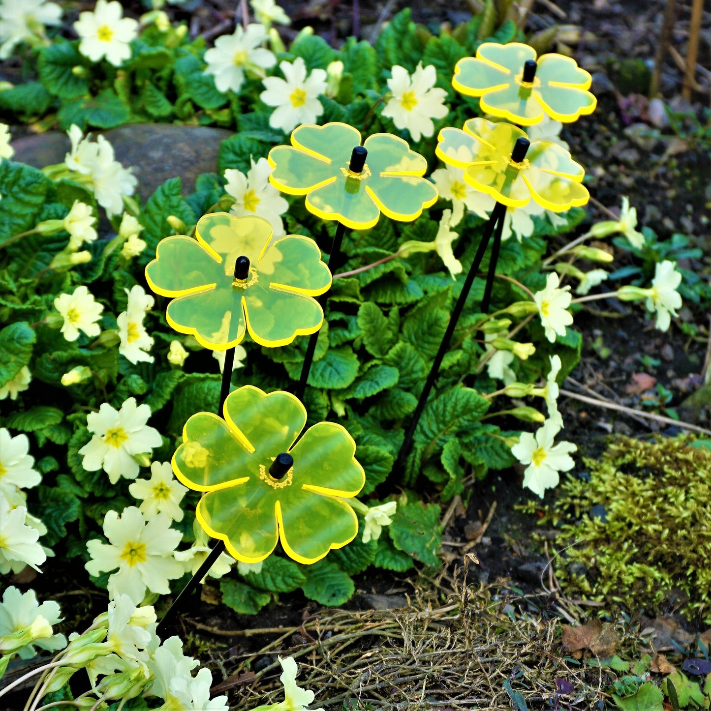 Small Garden Décor Ornaments Set of 5 'Double Blossom'
