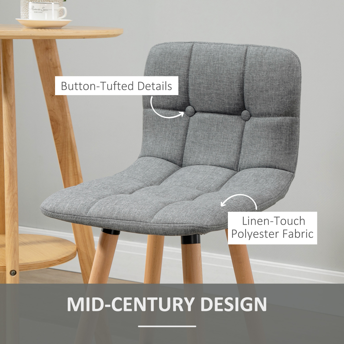 Bar stool Set of 2 Armless Button-Tufted Counter Height Bar Chairs Grey