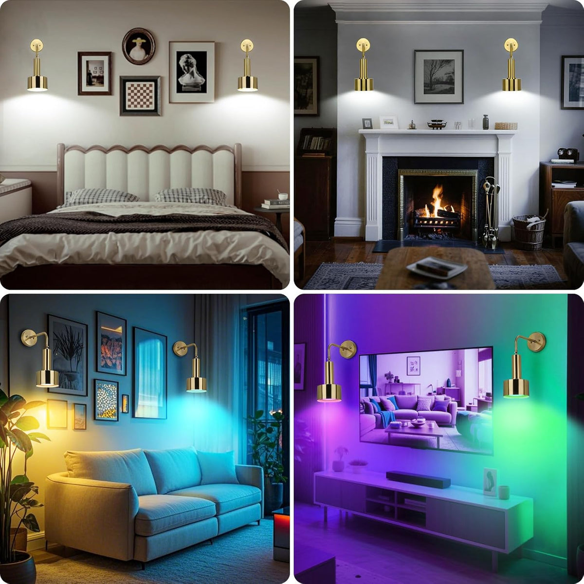 Lightsjoy RGB Wall Light, Rechargeable, USB, Remote, 18 Colors – Gold 1pc