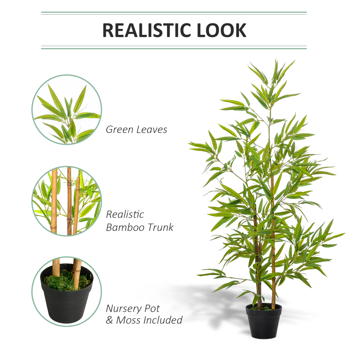 Outsunny Set of 2 120cm/4FT Artificial Bamboo Trees Plant w/ Pot Indoor