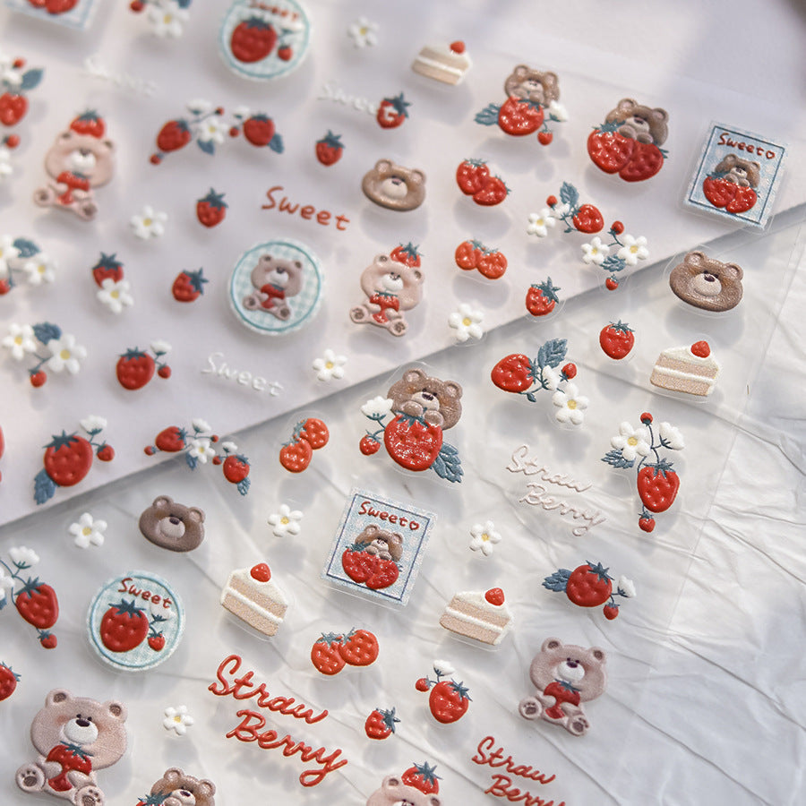 Hello Claws | Strawberry Bear 5D Nail Deco Sticker