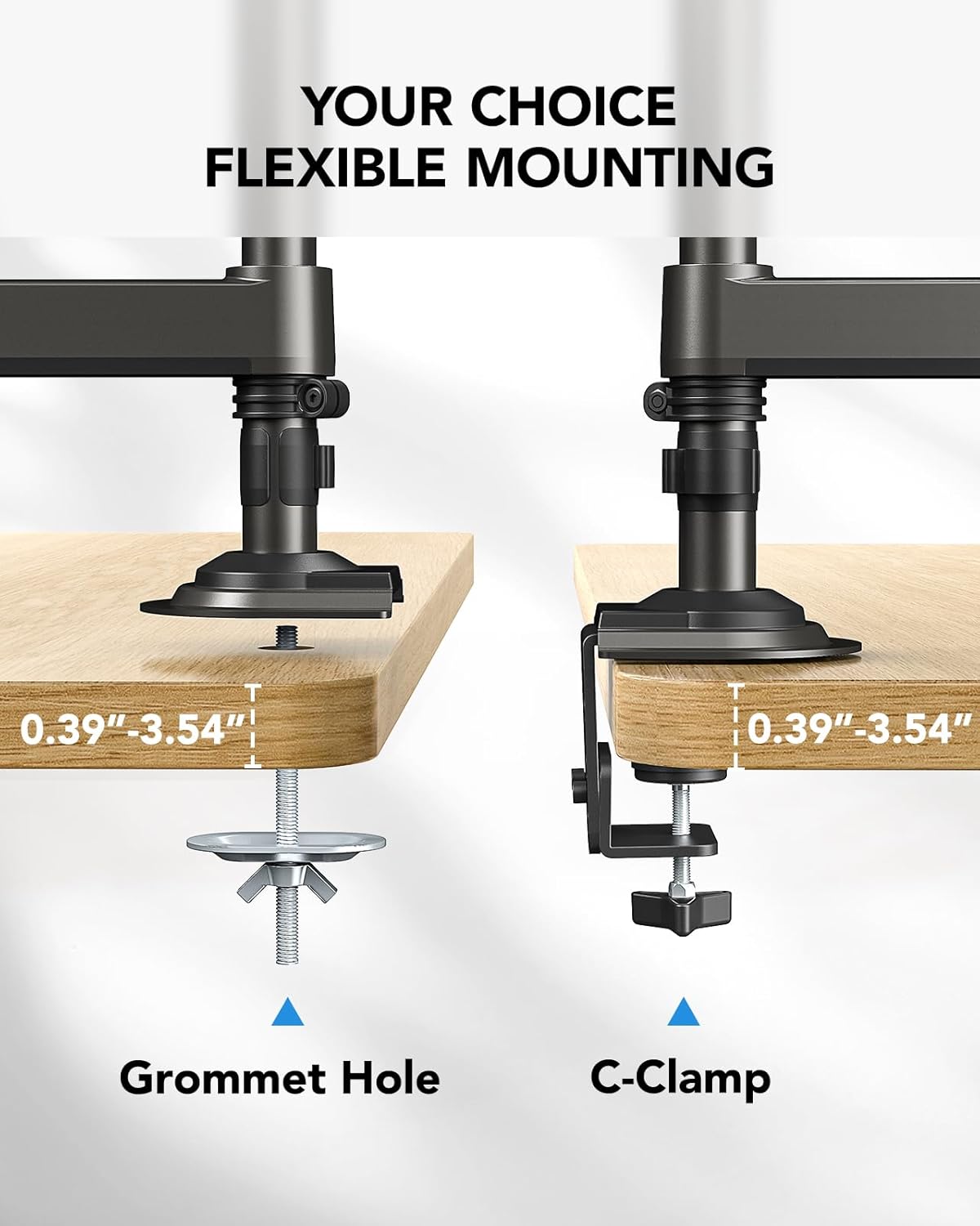 HUANUO Taller Dual Monitor Stand 13–32", Long Arms, VESA 75/100