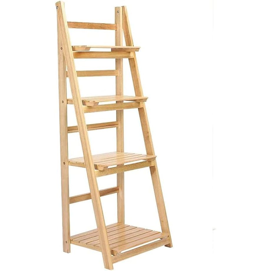 4-Tier Wooden Ladder Plant Stand – Foldable Flower Shelf, 112cm Height
