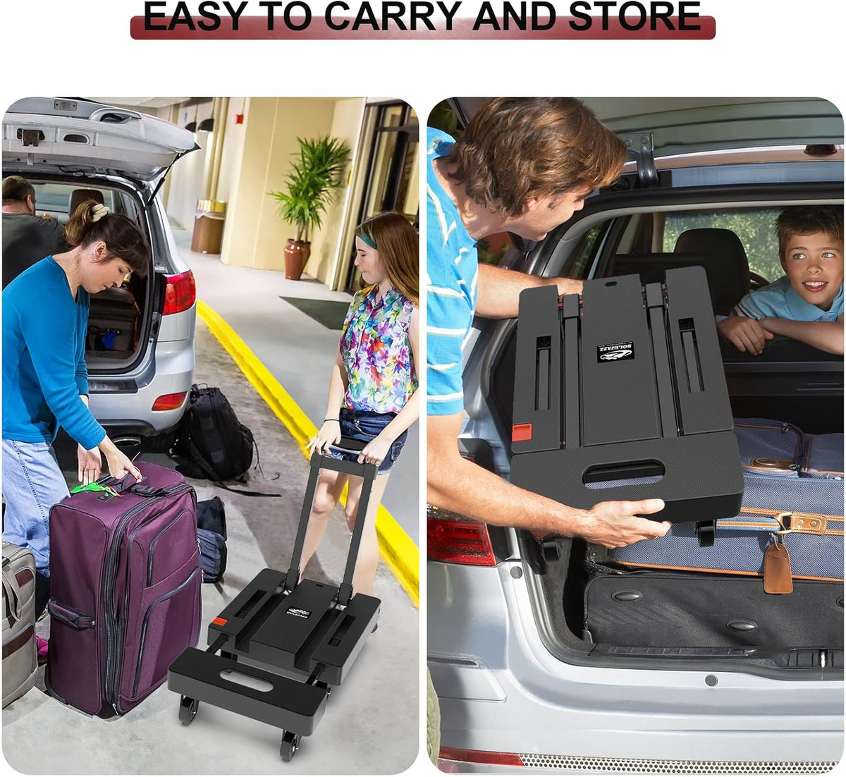 Folding Hand Truck 230KG Portable Dolly 6 Wheel Trolley Black SOLEJAZZ