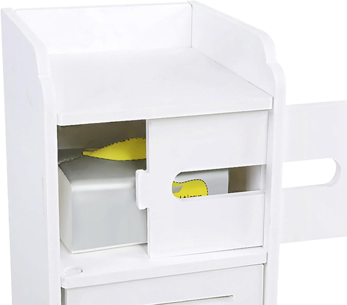 Small Bathroom Cabinet White 3 Tier Freestanding Tissue Box Storage Ejoyous