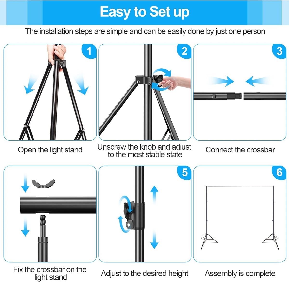 Backdrop Stand Kit 3x3.6m Large Adjustable Photography Frame for Studio EMART