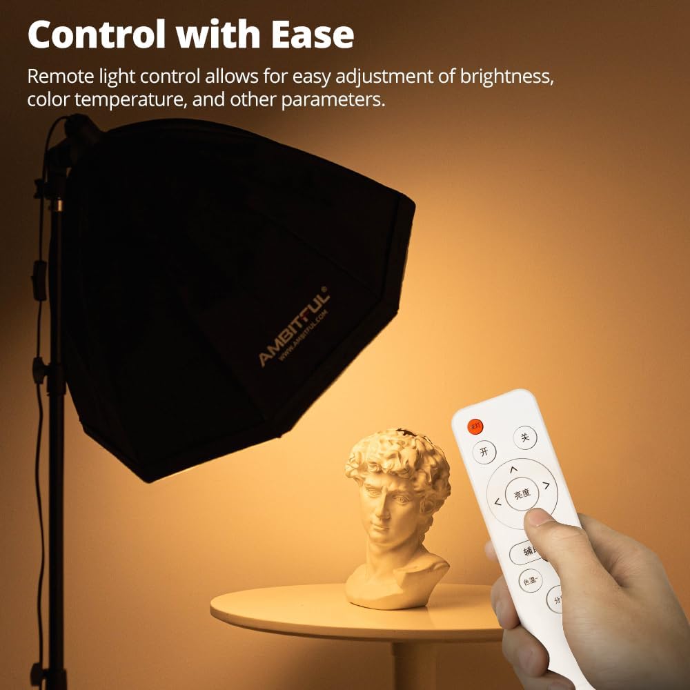 AMBITFUL 2X 65cm Softbox Lighting Kit 50W Bi-Color LED with Tripods for Video