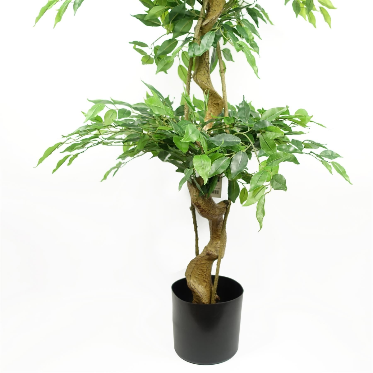 180cm Artificial Twisted Trunk Fruticosa Ficus Tree Triple Ball Topiary 1984 Leaves Silver Metal Planter